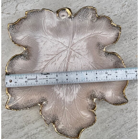 California Originals Pink Luster & Gold Leaf-Shaped Ceramic Chip & Dip Set MCM - Picture 10 of 12